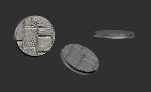 Stone tile base with grout and fancy edge for dnd pathfinder 25mm base