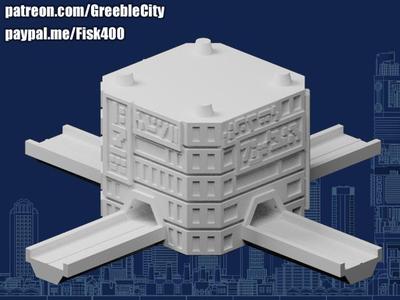 GreebleCity Cyberpunk: Modular Tower Cross Road