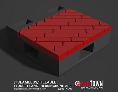 Floor - Plank - Herringbone - Wall Edge 01.0 (NEAT/DEEP) - 3D Modular Dungeon Tile - DnD Town Minis (www.dnd.town)