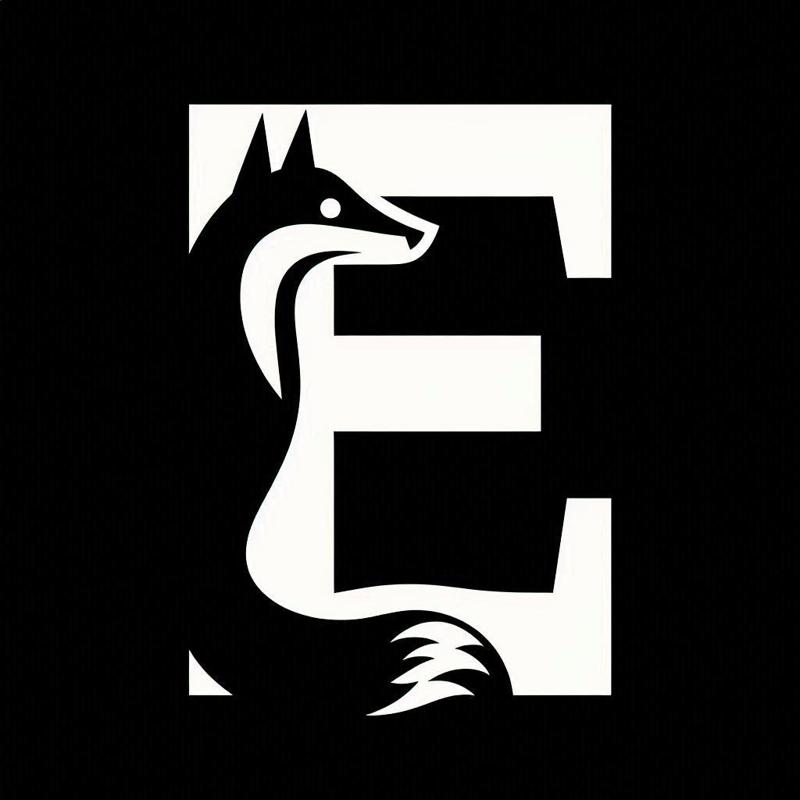 Fox alphabet: Letter E (version 7 - stencil)