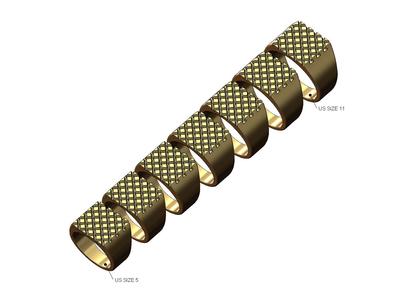 Square knurled signet ring Us sizes 5to12 3D print model