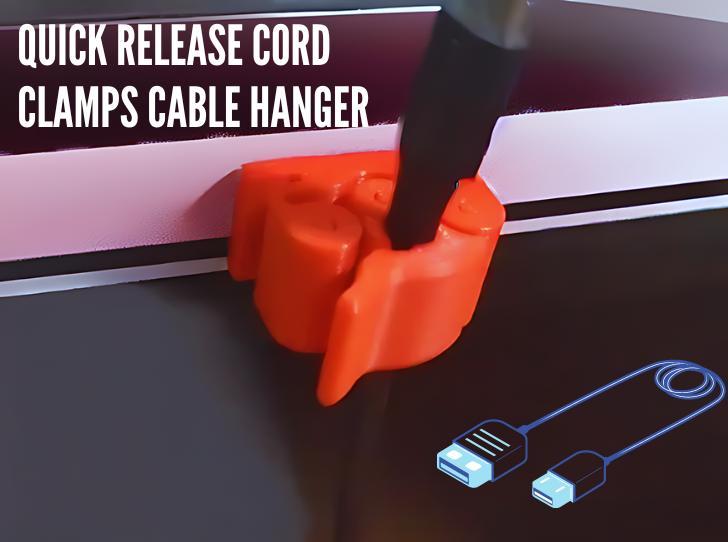 Quick release cord clamps cable hanger