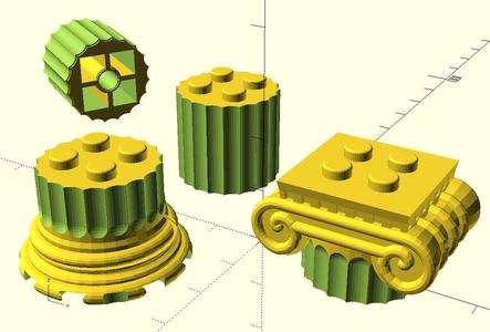 Ancient Greek ionic columns as Lego bricks