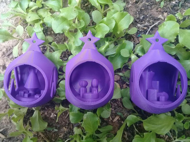 Christmas balls, the birth of baby Jesus, Santa Claus' boot, Christmas tree.