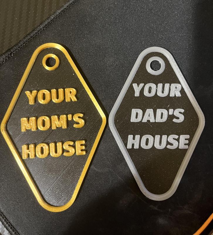 Your Mom's House keychain for back door key