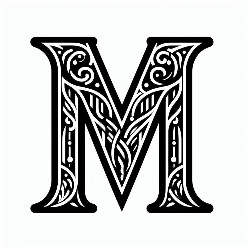 Frottage creation: letter M (version 4)