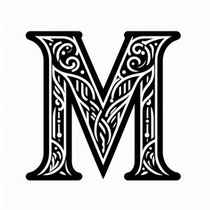 Frottage creation: letter M (version 4)