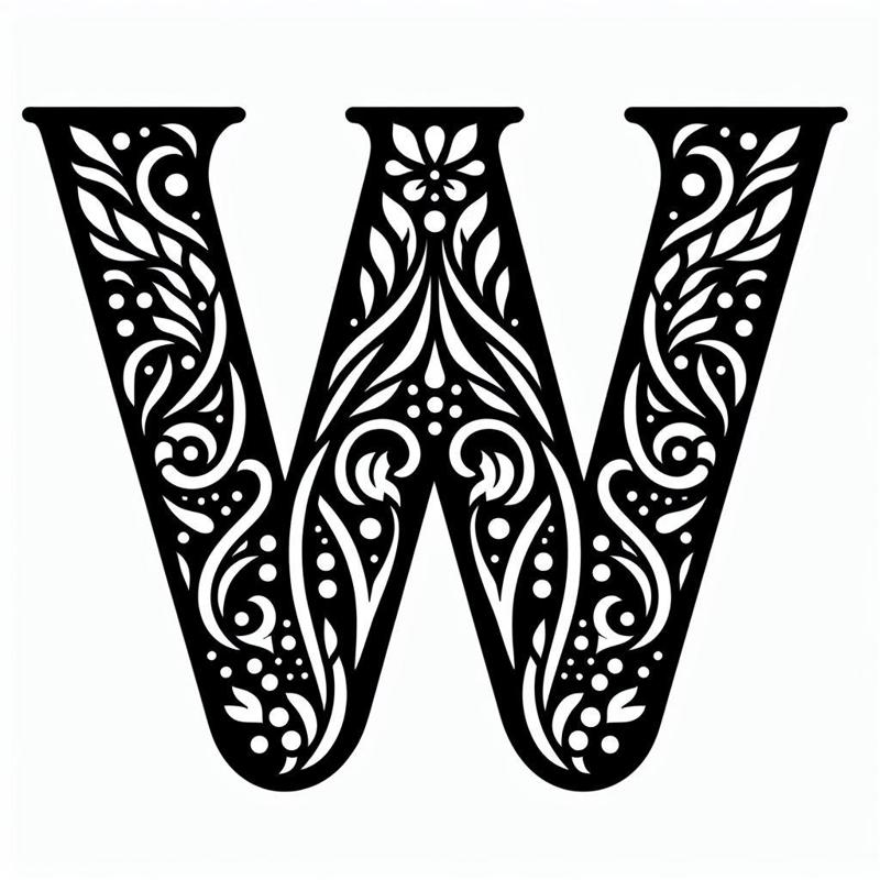 Frottage creation: letter W (version 6)