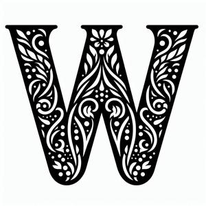 Frottage creation: letter W (version 6)