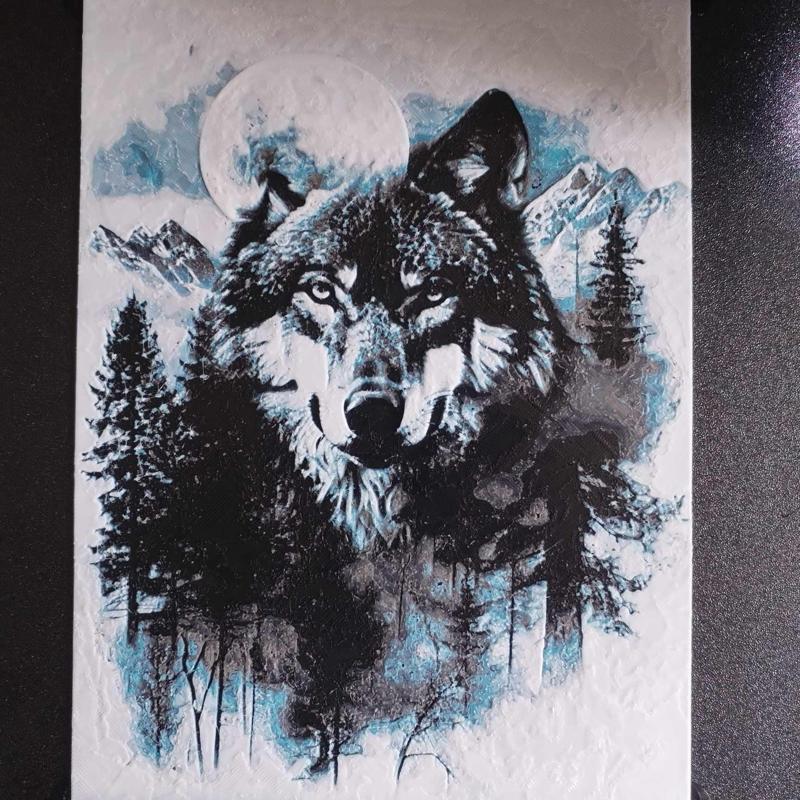 Wolf in Forest with Moon Hueforge Picture