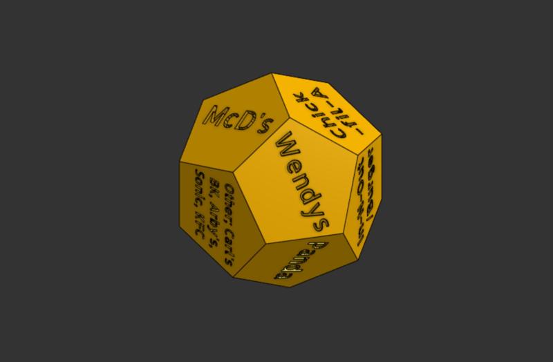 Food Picking Die / Dice -- Fast Food