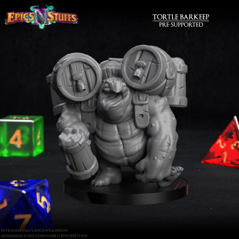 Tortle Barkeep Miniature - Pre-Supported