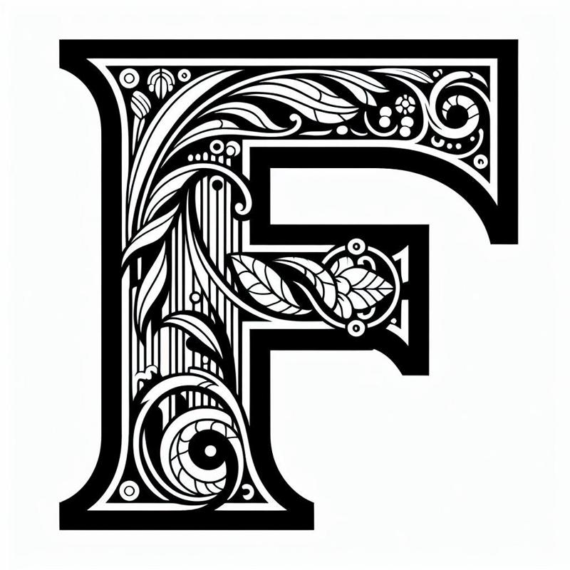 Frottage creation: letter F (version 2)