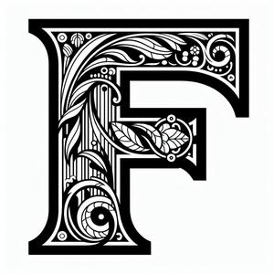 Frottage creation: letter F (version 2)