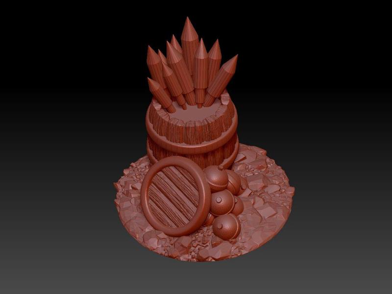 Fourth of July Barrel of Rockets and Stack of Bombs