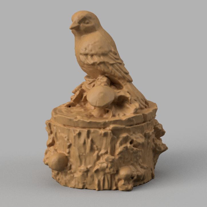 oiseaux sur un tronc d'arbre