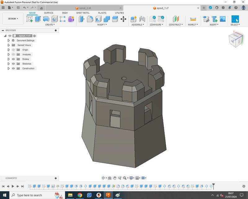 Tower fountain spouts