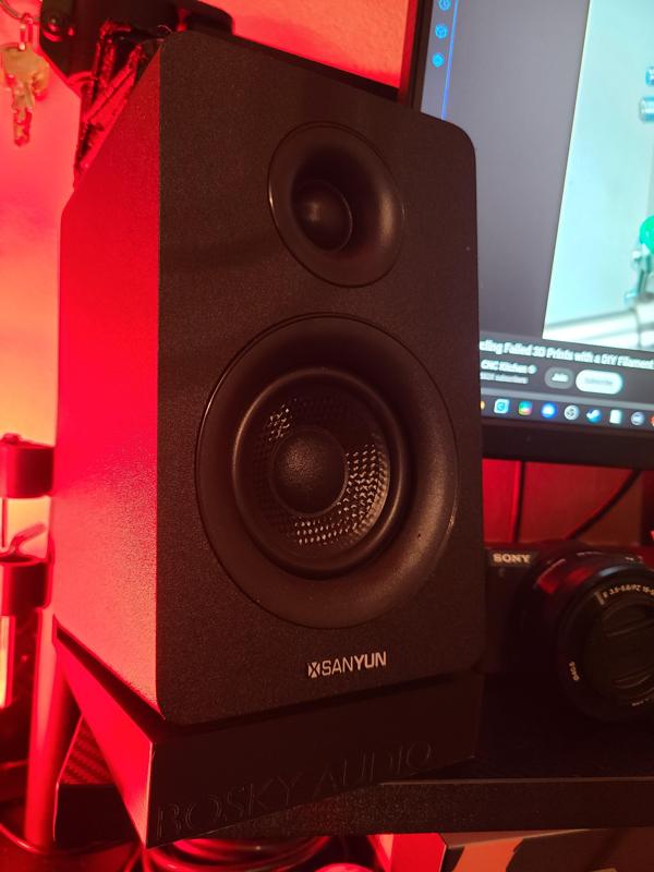 Desktop speaker angled base
