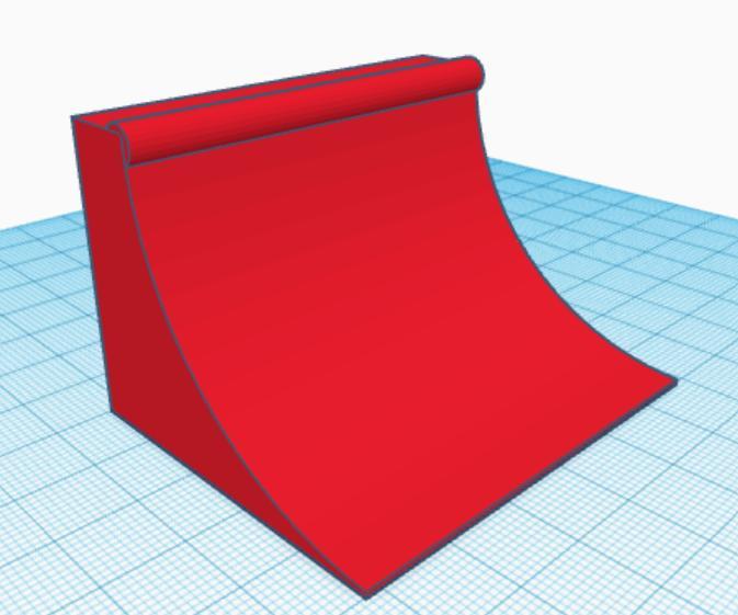 Minature (mini) skateboard curved ramp