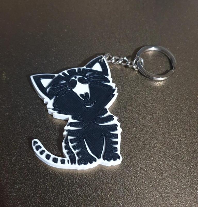 Keychain Cat Black and White