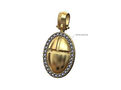 Diamond scarab beelte pendant with bail 3D print model