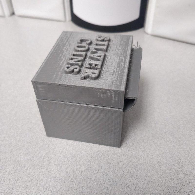 Print in Place storage, coin, paperclip Box with Flip open Top D-Ring - TinkerCad Designed