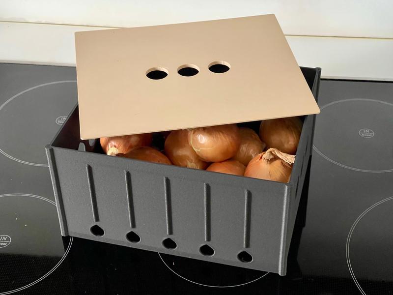 Storage box for onions, potatoes, garlic, etc.