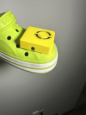 Crocs' Pins with Cooling Fan. Cool crocs. Literally.