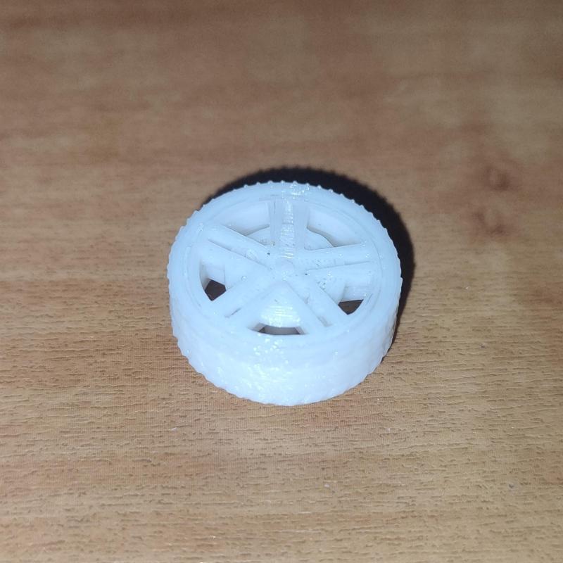 A wheel from a toy car