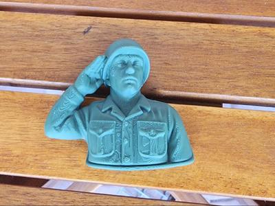 Green Army Toy Soldier Saluting Fridge Magnet.