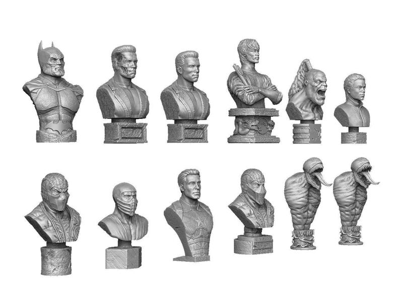 3D PRINTING BUSTS SET OF 9 CHARACTERS