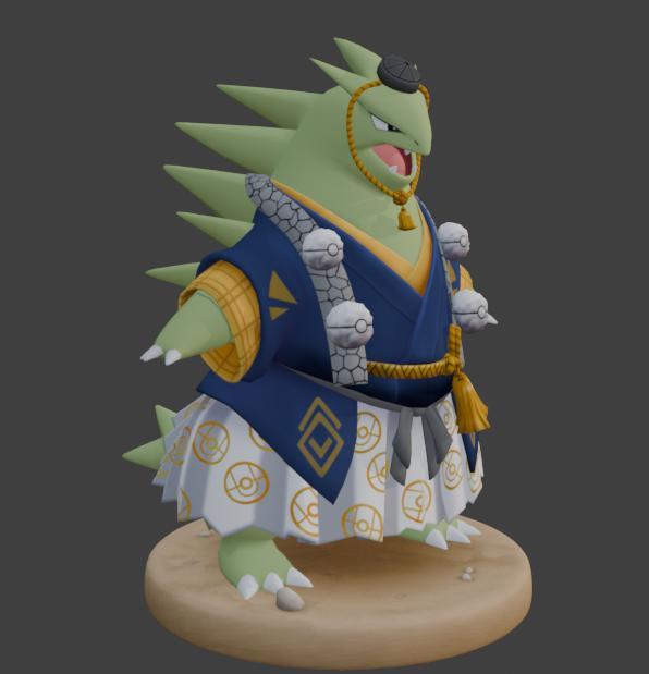 Tyranitar - Pokébuki Warrior Style | 3D Printable STL | Kabuki Pokémon Figure