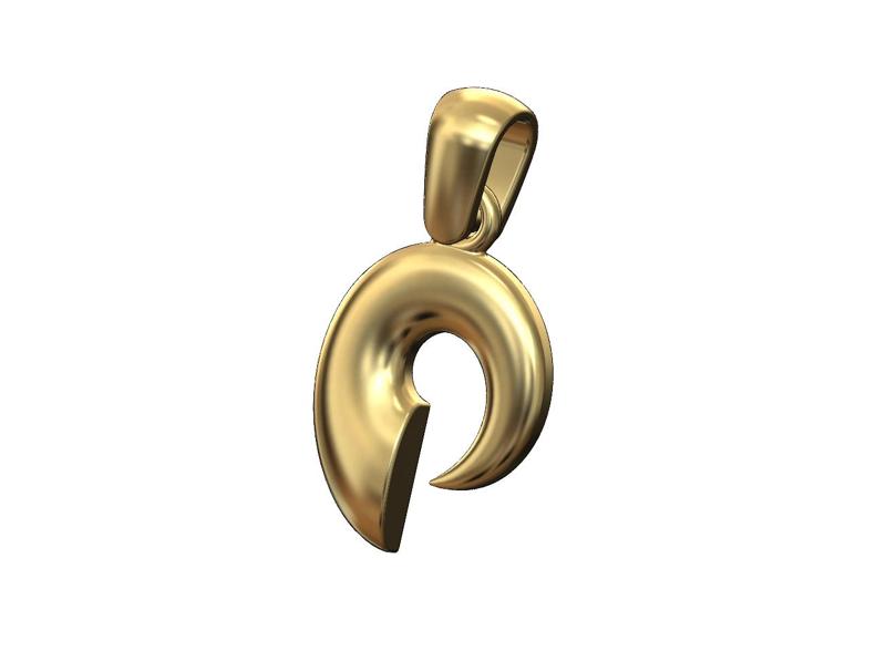 Horn scroll snail pendant charm with bail 3D print model