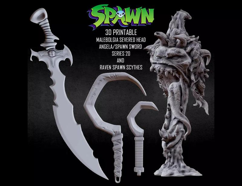 3DPRINTABLE MALEBOLGIA SEVERED HEAD -ANGELA SWORD -RAVEN SCYTHES