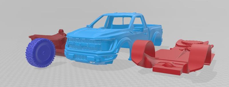 Ford F-150 Raptor Regular Cab 2022 - 3D Printable Model in Separate Parts
