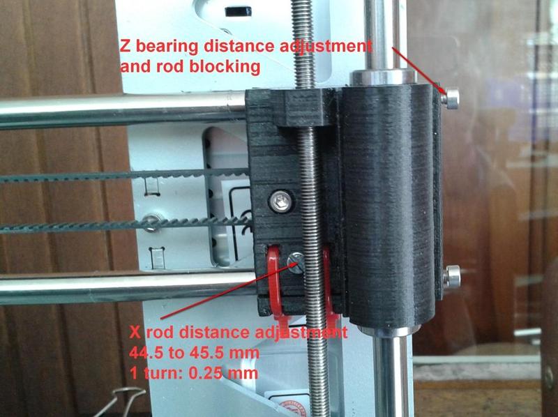 X ends with rod distance adjustment