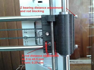X ends with rod distance adjustment