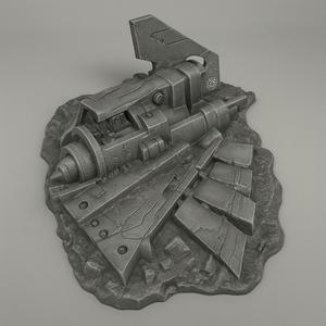 Sci-Fi Spaceship Crash Scene STL Model - Futuristic Wrecked Landing Craft