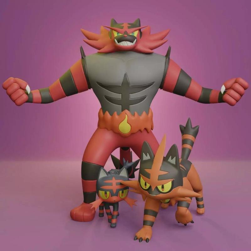 Pokemon - Litten Torracat and Incineroar