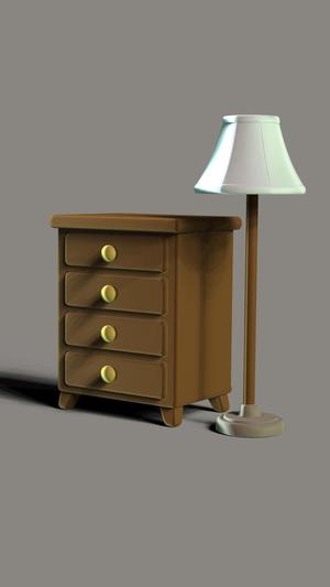 chest of drawers with lamp