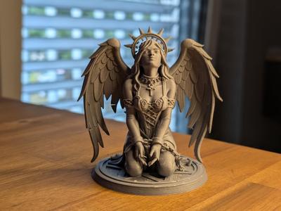 Kneeling Gothic Angel Statue (Halo & Wings)