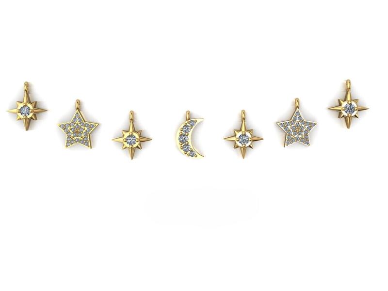Moon and star pendants