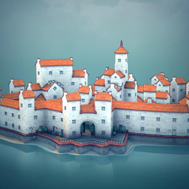 Town33 medieval castle on island