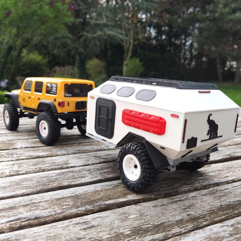 Axial SCX24 Mini crawler Mammoth Overland trailer caravan expedition