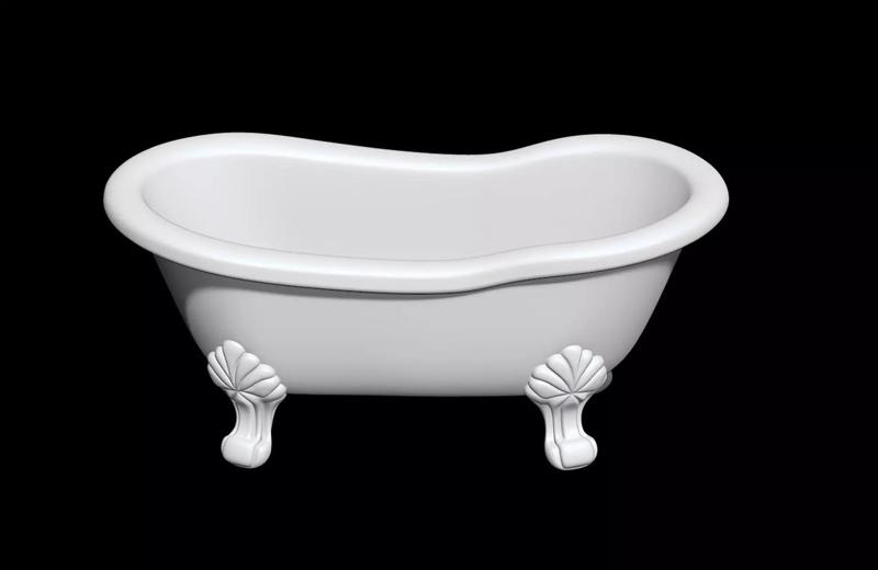 Clawfoot Bathtub 3D Model Vintage Bathroom Fixture