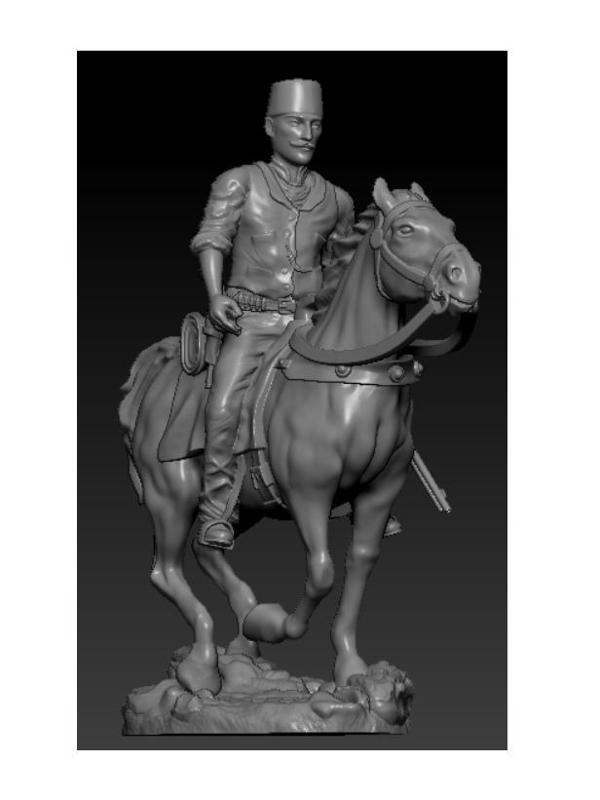 Mustafa Kemal Atatürk on Horseback Atatürk Çanakkale Savaşı At Üstünde stl