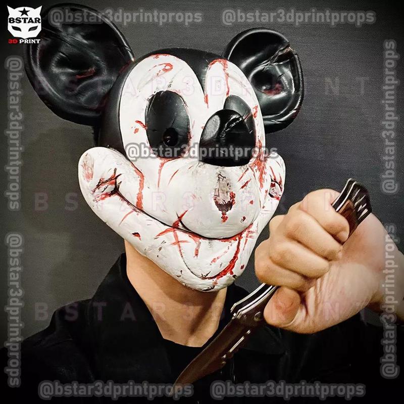 Mickey Mouse Trap Mask - Damaged Version - Halloween Cosplay