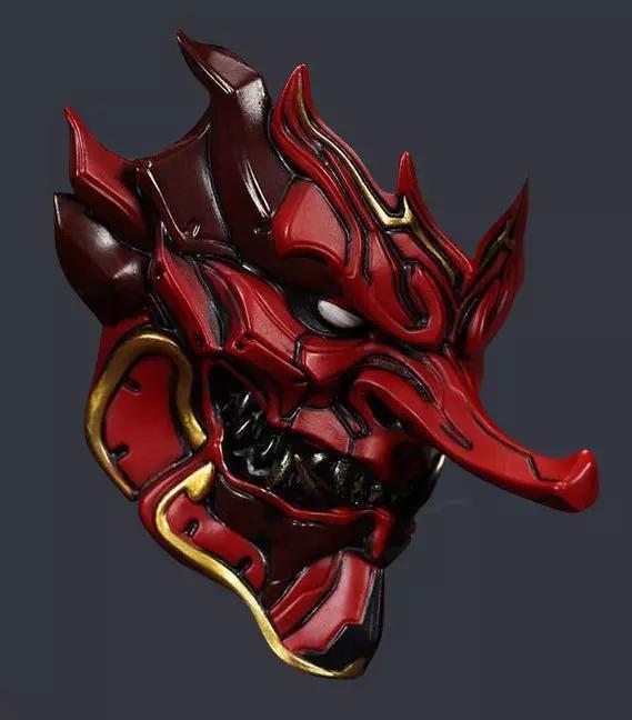 Japanese Cyber Oni Crimson Samurai Nipponese mask toy
