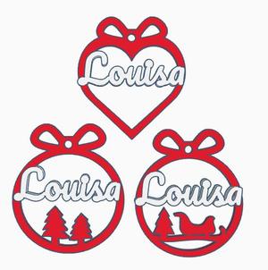 3 x Louisa, personalized Christmas bauble, christmas