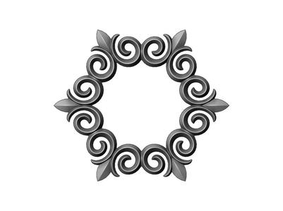 Hexagonal  floral decoration element relief